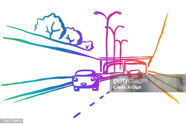 highway - bridge perspective stock illustrations