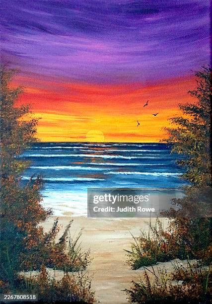 sunset at the beach - beach sunset stock illustrations