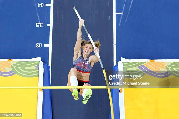 Molly Caudery of Great Britain competes in the Women's Pole Vault Final during day three of the World Athletics Indoor Championships Kujawy Pomorze...
