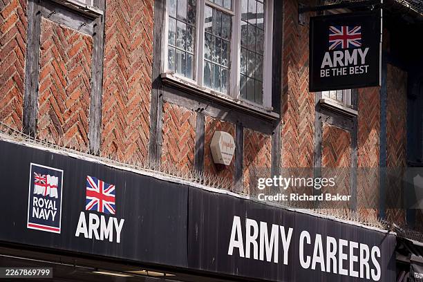The Army and Navy careers recruiting office on Canterbury High Street, on 25th March 2026, in Canterbury, Kent, England.