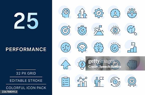 performance thin line icons. editable stroke. pixel perfect. for mobile and web. - performance icon stock illustrations