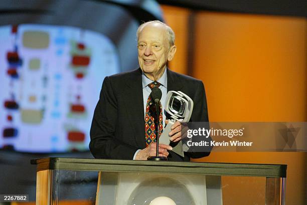 Actor Don Knotts accepts his Favorite Second Banana award as Barney Fife on "The Andy Griffith Show" during the TV Land Awards 2003 at the Hollywood...