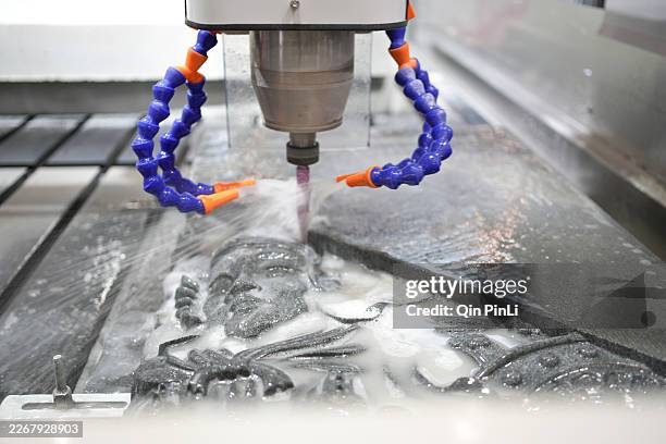high-precision stone carving with diamond tool - milling machine stock pictures, royalty-free photos & images