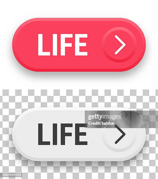life - 3d click web buttons on blank background - restart button stock illustrations