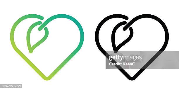 heart shape and leaf shape. abstract hearth shape. vector illustration. - vegetarian stock illustrations