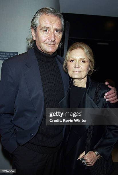 Author Gloria Steinem and her husband David Bale, Christian Bale's father, arrive at the premiere of 'Laurel Canyon' at the Harmony Theater on March...