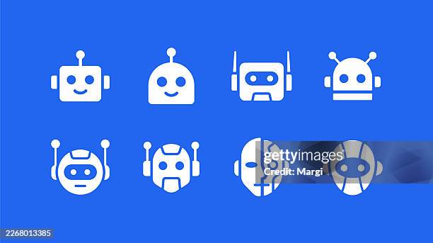bildbanksillustrationer, clip art samt tecknat material och ikoner med robot avatar icons - cyborg