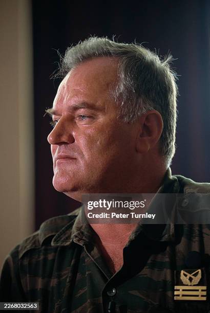 Serbian military officer Ratko Mladić, August 1995.