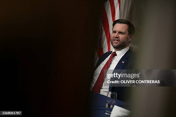 Vice President JD Vance addresses a Fraud Task Force meeting in the Indian Treaty Room at the White House in Washington, DC, on 27 March, 2026.
