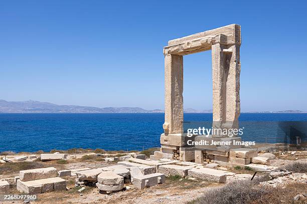 temple of apollo on palatia islet, naxos, greece - ancient greece stock pictures, royalty-free photos & images