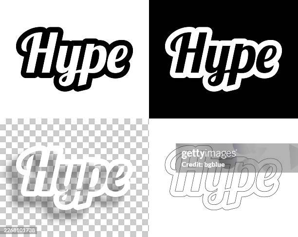 hype - text for design. blank, white and black backgrounds - line text - dynamic font vector stock illustrations