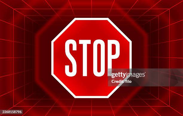 stop sign glow concentric hexagon shape border red frame background - red light background stock illustrations