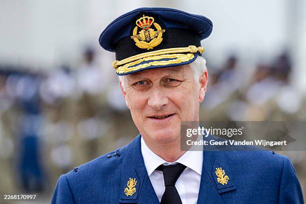 King Philippe of Belgium arrives at Melsbroek military airport prior to a state visit of the King and Queen Of Belgium to Norway on March 24, 2026 in...