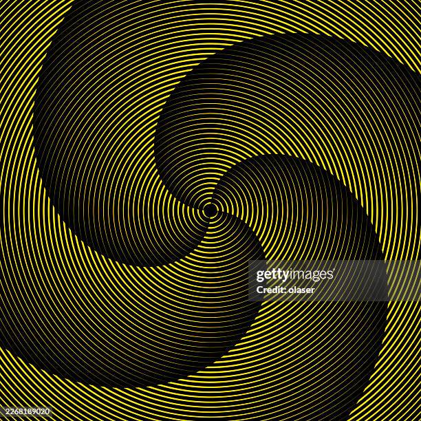 hypnotic spiral pattern with yellow lines. - vortex tunnel stock illustrations