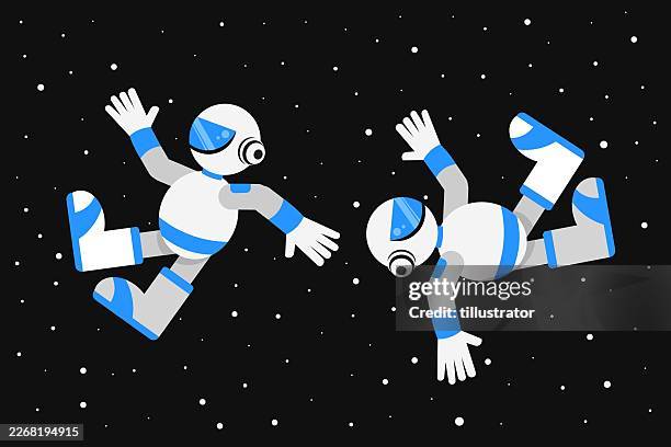astronauts in space - zero gravity flight stock illustrations