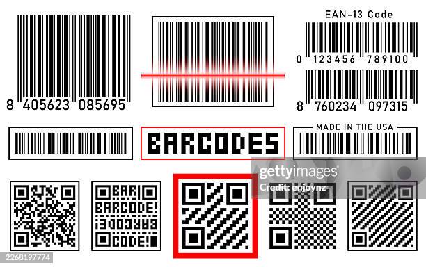 barcode & qr code set vector illustration - bar code stock illustrations
