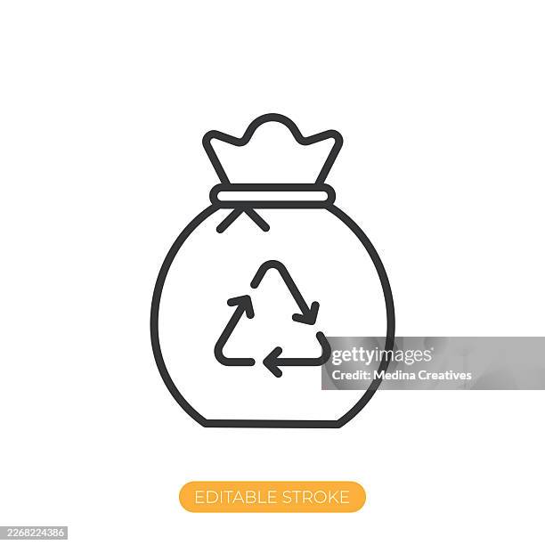 recycle waste management icon. editable stroke thin line icon - climate solutions stock illustrations