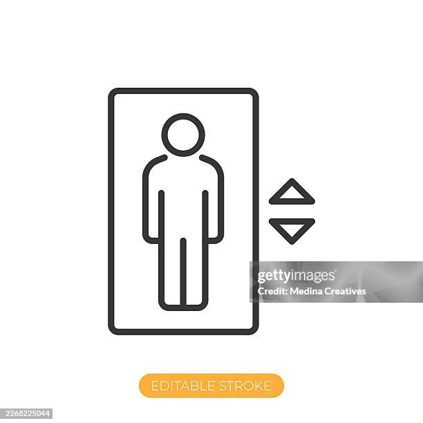 building elevator icon. editable stroke thin line icon - asian engineer computer stock illustrations
