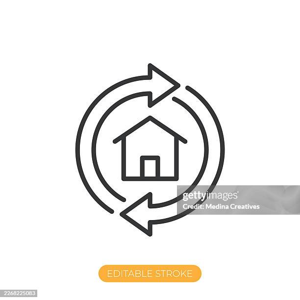 property exchange icon. editable stroke thin line icon - asian engineer computer stock illustrations