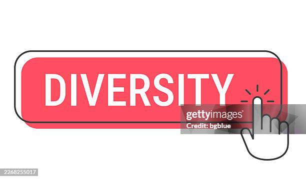 diversity - click button with hand cursor on white background - multiculturalism hands stock illustrations