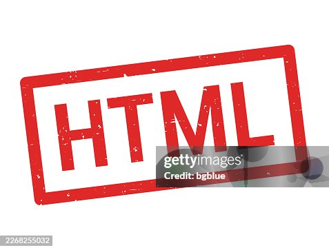 HTML - HyperText Markup Language - Red rubber stamp on white background HTML - HyperText Markup Language - Red rubber stamp on white background