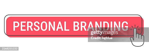 personal branding - click button with hand cursor on white background - click ad stock illustrations