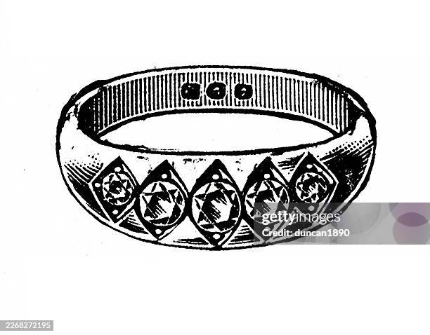 victorian jewellery, brilliants ring, 19th century 1890s - diamond ring isolated stock illustrations