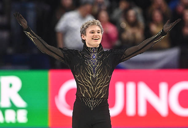 S Ilia Malinin performs during the men's free skating program of the 2026 ISU Figure Skating World Championships in Prague, Czech Republic on March...
