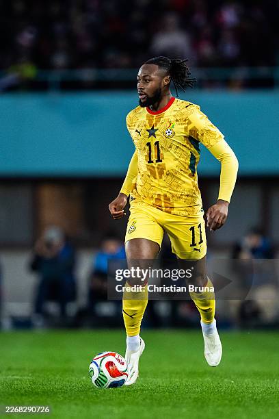Antoine Semenyo of Ghana runs with the ball an international friendly match between Austria and Ghana at Ernst Happel Stadion on March 27, 2026 in...
