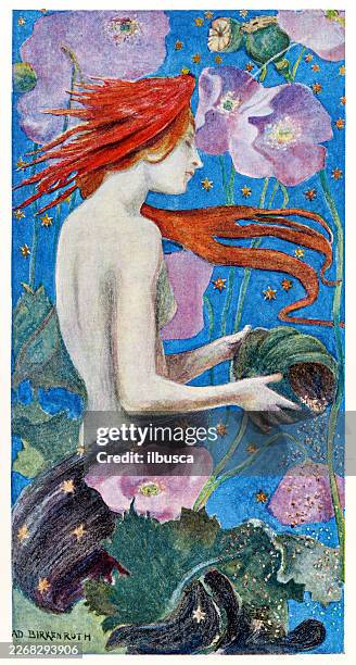 the promise of sleep, by a birkenruth - siren classical mythology character stock illustrations