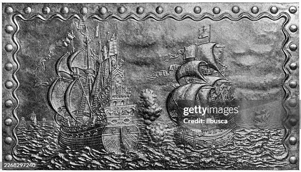 overmantel panel in repoussé copper, by james smithies - copper vessel stock illustrations