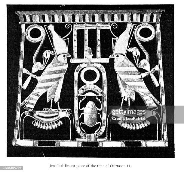 ilustraciones, imágenes clip art, dibujos animados e iconos de stock de ilustración de un pectoral egipcio con joyas conocido como pectoral - cultura egipcia