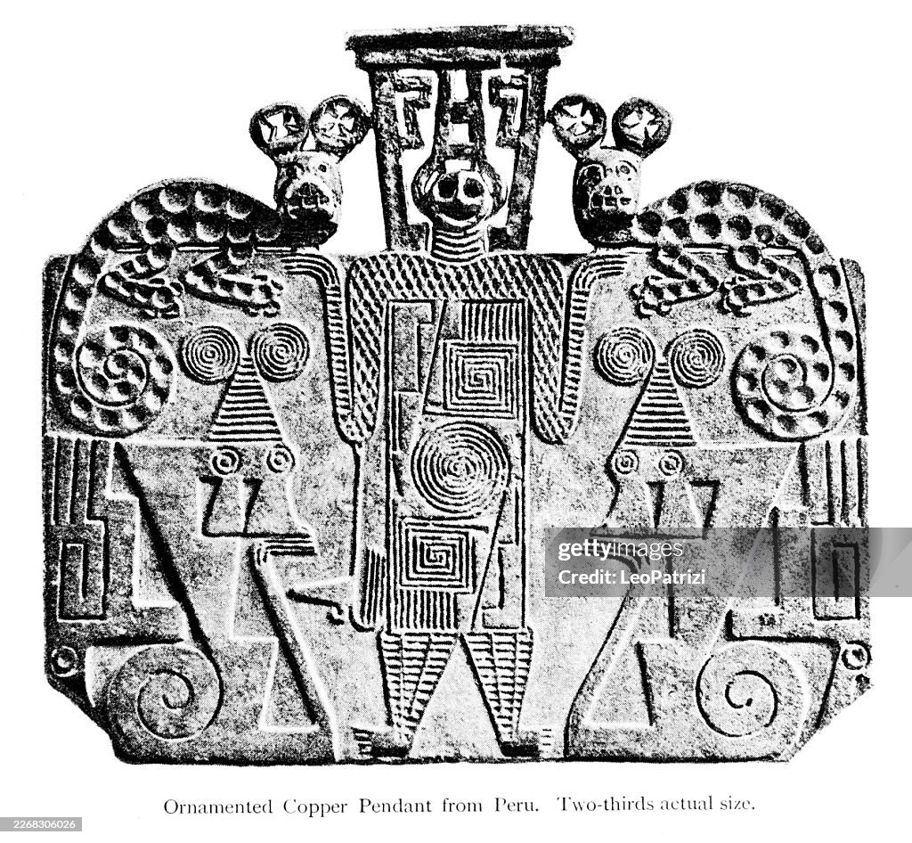 Ornamented copper pendant originating from Peru