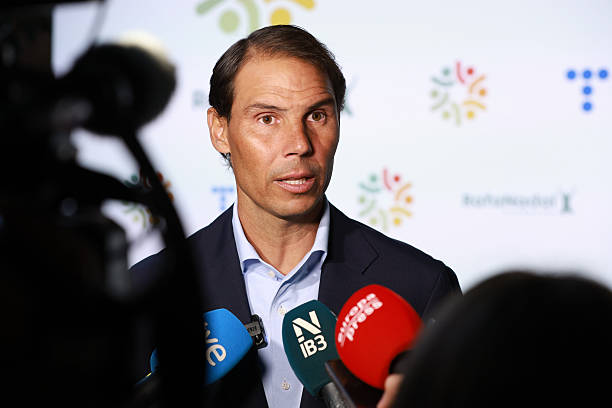 Rafa Nadal attends to the media on his arrival at the photocall of the 4th Rafa Nadal Foundation Awards, on 25 March, 2026 in Marratxi, Majorca,...