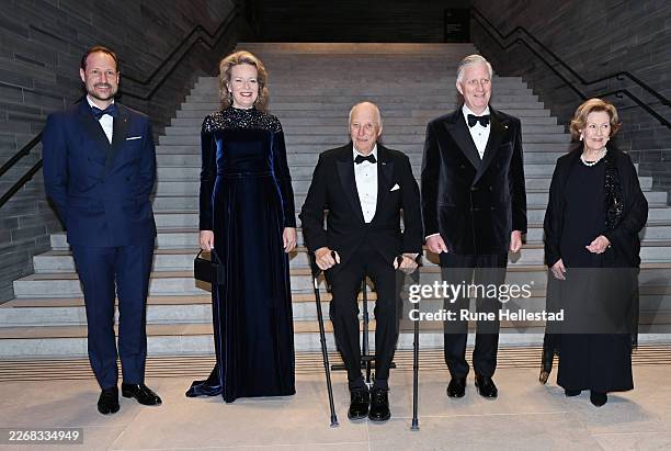 Crown Prince Haakon of Norway, Queen Mathilde of Belgium, King Harald of Norway, King Philippe of Belgium and Queen Sonja of Norway visit The...