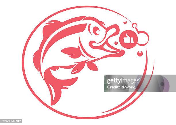 fish catching like button lure - fish jumping stock illustrations
