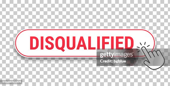 Disqualified - 3D click web button with hand cursor on blank background Disqualified - 3D click web button with hand cursor on blank background