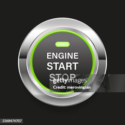Car engine start button with chrome ring. Push ignition switch Car engine start button with chrome ring. Push ignition switch