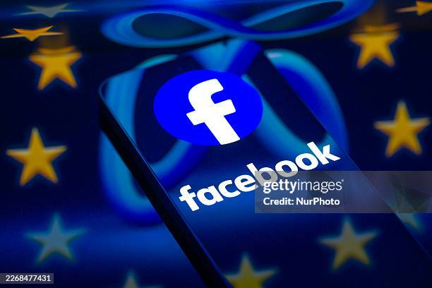 The Facebook logo is displayed on a smartphone screen in this photo illustration in Brussels, Belgium, on March 29, 2026. Meta Platforms expands its...