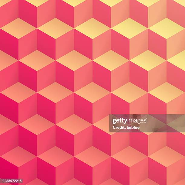 abstract geometric background with orange cubes - trendy 3d background - building blocks abstract stock illustrations