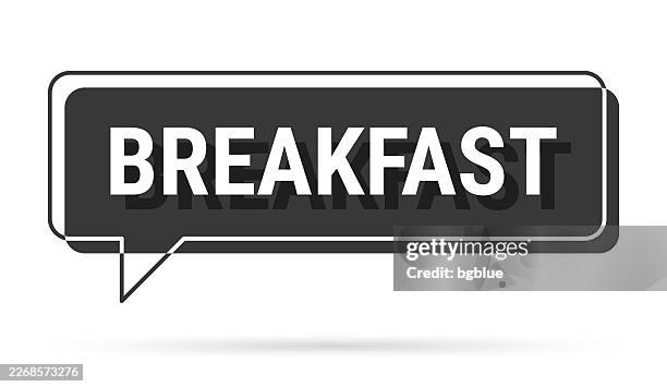 breakfast - 3d black speech bubble on white background - breakfast cereal box stock illustrations