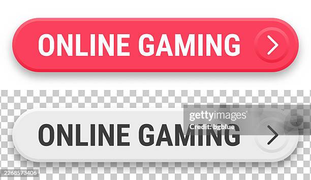 online gaming - 3d click web buttons on blank background - campaign button stock illustrations