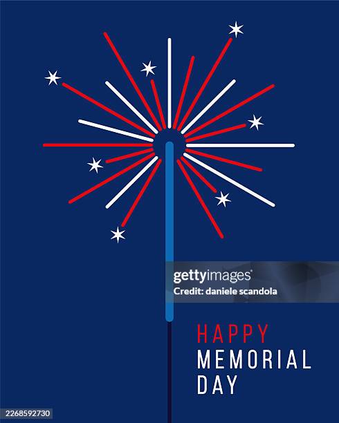 memorial day greeting card with sparkler. - memorial day vector stock illustrations