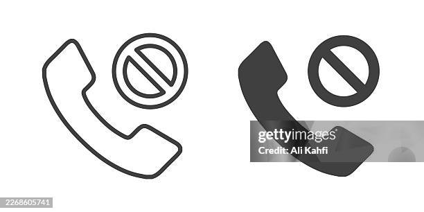 call blocked thin line and glyph solid icon. editable stroke and perfect pixel isolated on transparent background - unauthorized stock illustrations