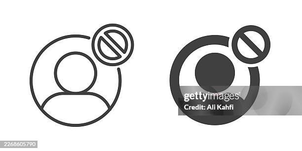 user banned thin line and glyph solid icon. editable stroke and perfect pixel isolated on transparent background - unauthorized stock illustrations