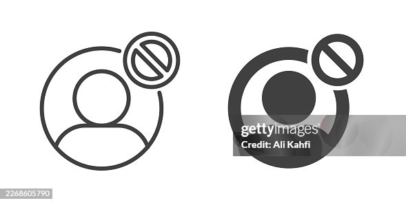 User Banned thin line and glyph solid icon. Editable stroke and perfect pixel isolated on transparent background User Banned thin line and glyph solid icon. Editable stroke and perfect pixel isolated on transparent background