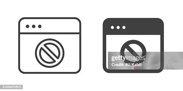 site blocked thin line and glyph solid icon. editable stroke and perfect pixel isolated on transparent background - unauthorized stock illustrations