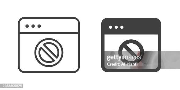 Site Blocked thin line and glyph solid icon. Editable stroke and perfect pixel isolated on transparent background Site Blocked thin line and glyph solid icon. Editable stroke and perfect pixel isolated on transparent background