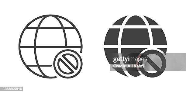 no internet thin line and glyph solid icon. editable stroke and perfect pixel isolated on transparent background - unauthorized stock illustrations