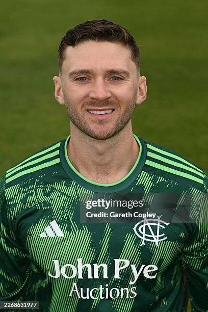 Joe Clark of Nottinghamshire poses for a portrait during the Nottinghamshire CCC photocall at Trent Bridge on March 27, 2026 in Nottingham, England.
